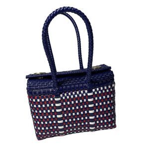 Handwoven Plastic Box Tote Handbag Made in Mexico